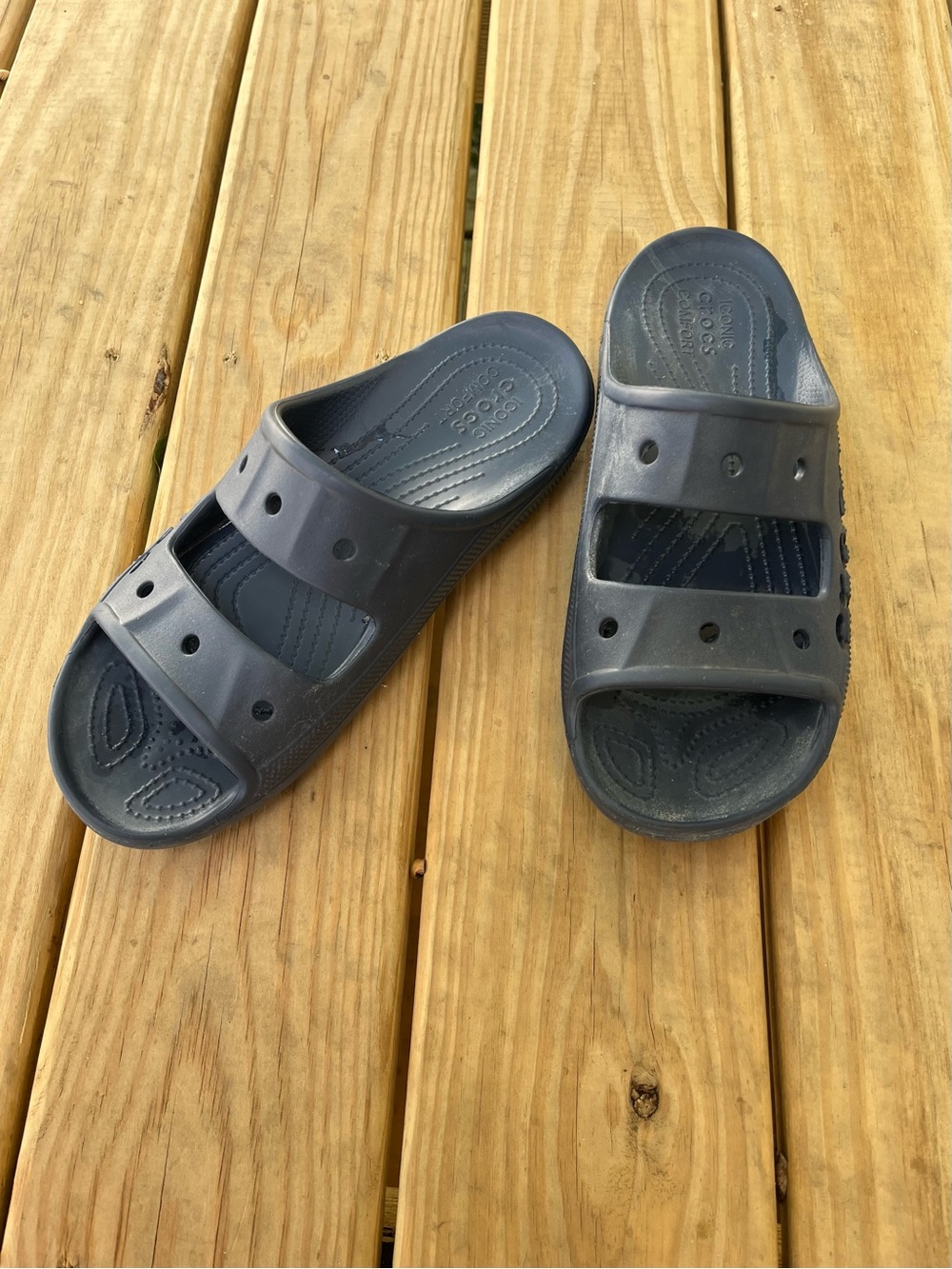 CROCS Men's Dark Navy Double-Strap Slide Sandals